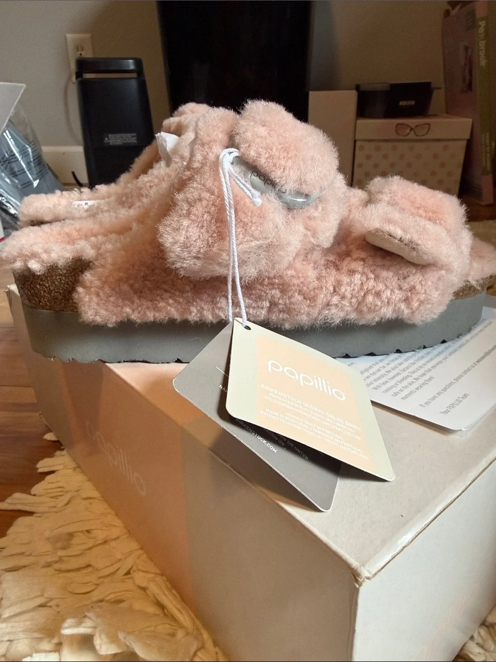 Birkenstock pink Arizona big buckle papillio teddy
